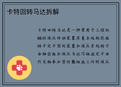 卡特回转马达拆解