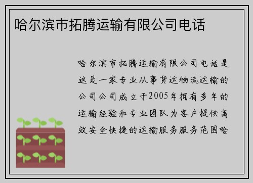 哈尔滨市拓腾运输有限公司电话